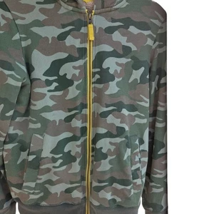 Boden grün Camouflage Jungen Baumwolle Reißverschluss Sweatshirt Hoodie Kunstfell gefüttert Gr 13 14 - Bild 1 von 5