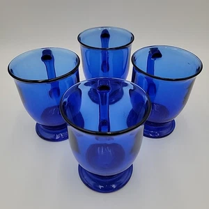 Juego de 4 tazas vintage con pedestal azul cobalto Anchor Hocking - Imagen 1 de 6