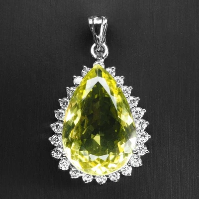 Яркие кулоны ручной работы из стерлингового серебра 925 пробы с желтым турмалином канарейки 19,15 карата - Изображение 1 из 4