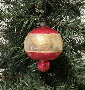 Early Vintage Blown Glass 3” Red Pink Balloon Ball Drop Christmas Ornament - Picture 1 of 9