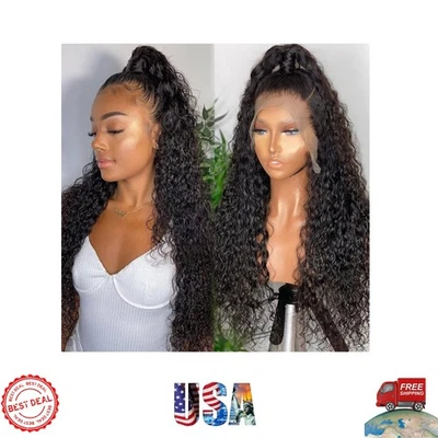 Peluca frontal de encaje rizado profundo transparente HD de 16 pulgadas - Peluca sin pegamento de 180 % de densidad Foto 1 de 4