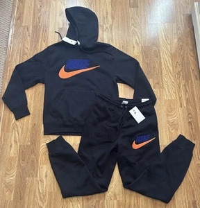 Nike Men's Club Fleece Futura Tracksuit Joggers Matching Hoodie Black SZ S - Picture 1 of 5