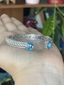 JUDITH RIPKA 925 SILVER BLUE TOPAZ BRACELET Medium - Picture 1 of 8