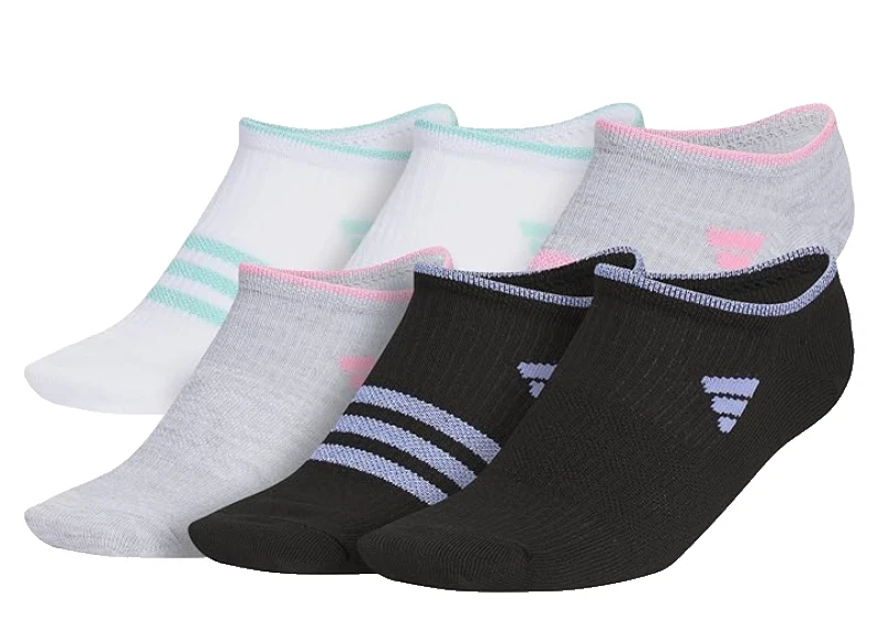 Calcetines Adidas Superlite No Show Niñas (6 Pares) Talla Grande (5Y - 7Y), NUEVO Foto 1 de 1