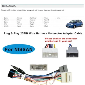 Arnés de alimentación de 20 pines para radio estéreo de audio para automóvil Nissan adaptador ISO conector OEM - Imagen 1 de 1