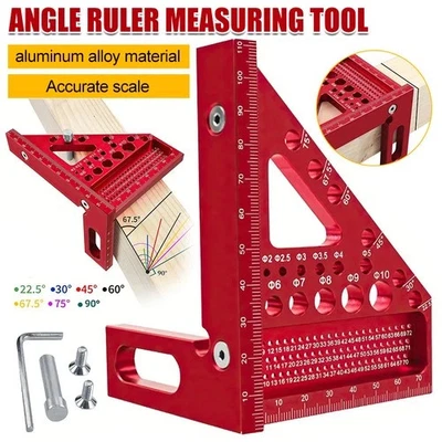 Angle Ruler Measuring Tool Square Protractor Woodworking Miter Triangle Ruler - Image 1 of 4