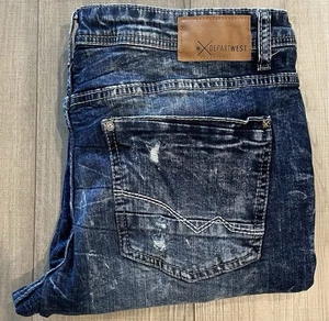 Depart West Herren Jeans Seeker Tapered Fit Blau Distressed 34x34L Mid Rise - Bild 1 von 10