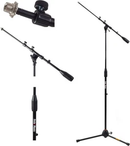 Hola! Music Mic Stand w/ Adjustable Height, Standard Clutch Single Unit - Black - Afbeelding 1 van 5