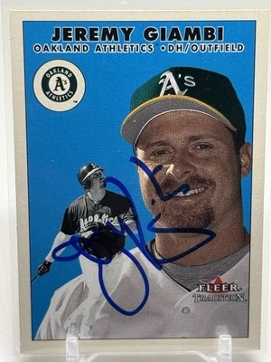 JEREMY GIAMBI SIGNED  BASEBALL CARD 2000 FLEER TRADITION UPDATE U19 Oakland A’s - Image 1 of 2