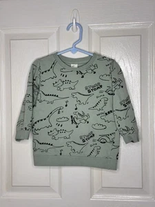 H&M Dinosaur Sweater Boys Size 4T Green Long Sleeve Crew Neck - Picture 1 of 3