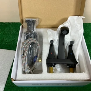 VXV Bathroom Faucet - Black - 2 Handles Low Arc Bathroom Sink Faucets - Picture 1 of 8
