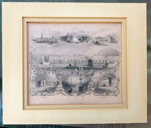 Antique HAMBURG, GERMANY Panoramic PRINT - Hafen Port, ESPLANADE Stadttheater - Picture 1 of 6