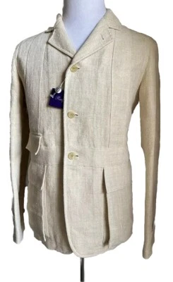 Chaqueta Blazer Ralph Lauren Etiqueta Púrpura Hombres Lino Tun/Crema 40R EE. UU. Nueva $2895 Foto 1 de 4