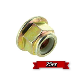 Flange Nylock Nut (Nylon Insert Lock Nut), 7/16"-14 Thread, Yellow Zinc {25pk} - Picture 1 of 3