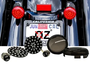 Señal de giro LED roja negra Harley 1157 lente de humo dyna sportster softail fxr - Imagen 1 de 12