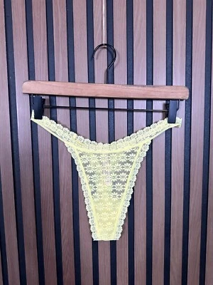New Victoria's Secret Underwear Large Womens Yellow Lacey Flower String Thong - Image 1 of 4