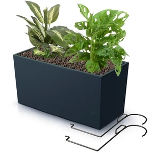 Blumenkübel Blumentopf Rattan Trapez Anthrazit Glatt Struktur H 19,5 cm 12 L - Bild 1 von 11