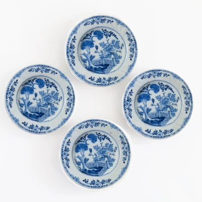 Miniatures Ceramic Vintage Blue Delft Chinoiserie Plates Collectables Set 4 Pcs - Image 1 of 4