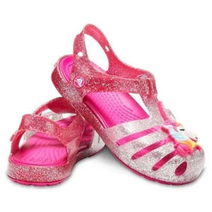 Crocs Child Girls Kids' Classic Isabella Sandals Pink/Unicorn Glitter  - Picture 1 of 11