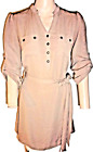 XXI Brown Belted Shirtdress Roll Tab Sleeves Buttons Size Small SP