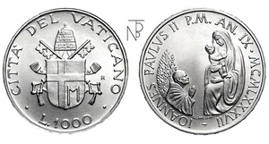 Vaticano (Giovanni Paolo II-AN.IX) LIRE 1000 1987 - Picture 1 of 5