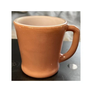 Vintage Fire King Oven Ware Matte Orange Peach D Handle Mug, Made In USA - Picture 1 of 6