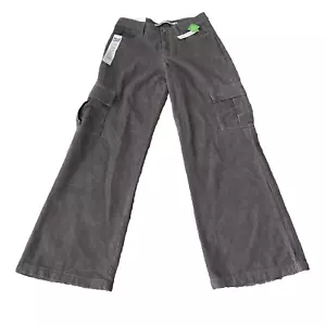Tinseltown Grey Corduroy Pants Womens Sz 9/29 Low Rise Cargo Baggy Flare Leg NWT - Picture 1 of 15