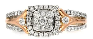 Beautiful 0.65ct Diamond 10K White&Rose Gold Cushion Halo Accent Engagement Ring - Picture 1 of 9