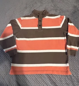 GapKids Long Sleeve Henley Crew Mock Neck Shirt Top M 8 Pullover Brown/orange - Picture 1 of 6
