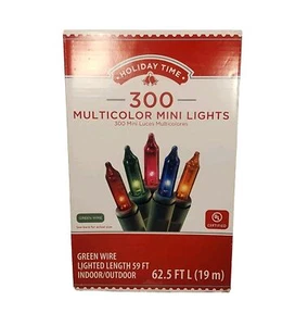 Holiday Time 300 Multicolor Mini Christmas Lights. 62.5 Ft Indoor/outdoor - Picture 1 of 7