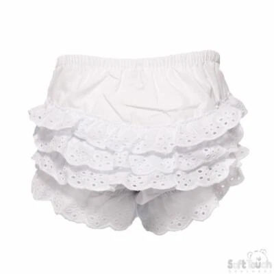 Baby Girl Frilly Panties Knickers Broderie Anglaise White 0 6 12 18m 100% Cotton — 第 1/4 张图片