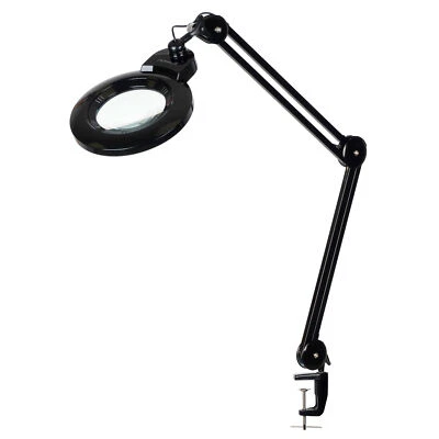 Semplix Lampada da tavolo con lente di ingrandimento LED nera (60 pezzi LED/lente 3D/dimmerabile/morsetto da tavolo - Immagine 1 di 4