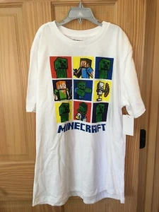 NWT Minecraft Boy Short Sleeve Shirt White Cotton many sizes - Picture 1 of 1