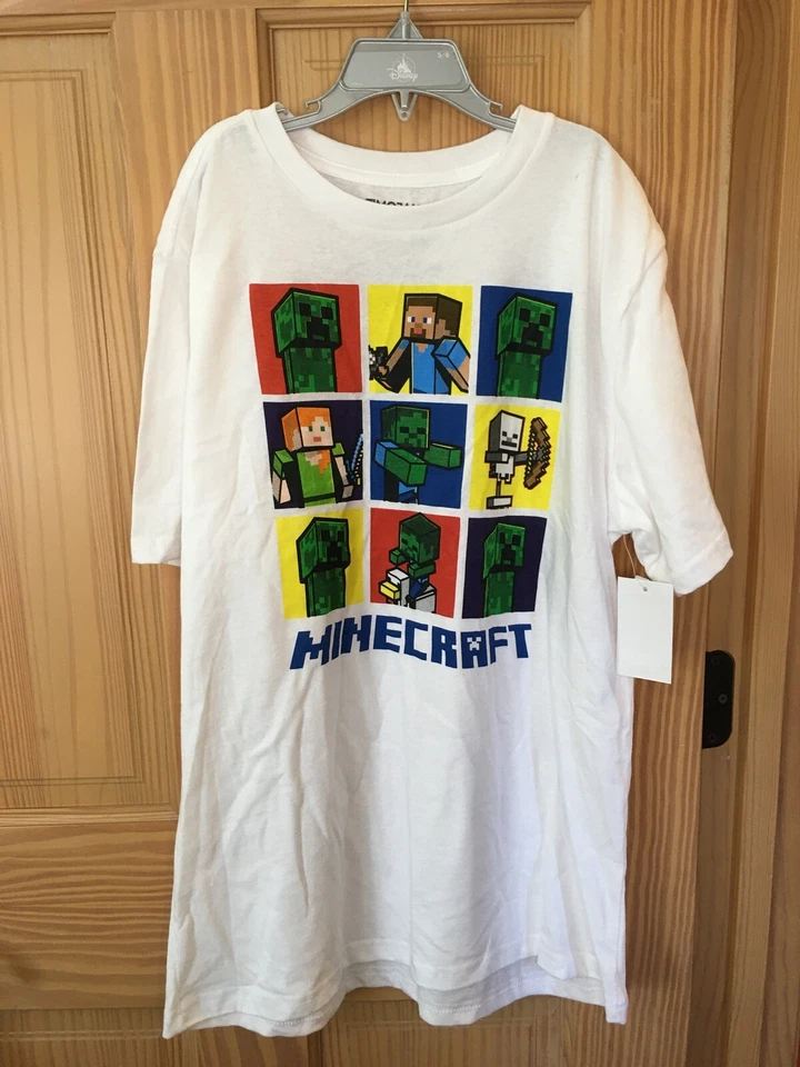 NWT Minecraft Boy Short Sleeve Shirt White Cotton many sizes - Image 1 of 1