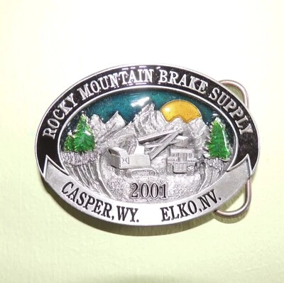 Limited Edition 1 of 750 Belt Buckle Rocky Mountain Brake 2001 Casper WY Elko NV - Image 1 of 4