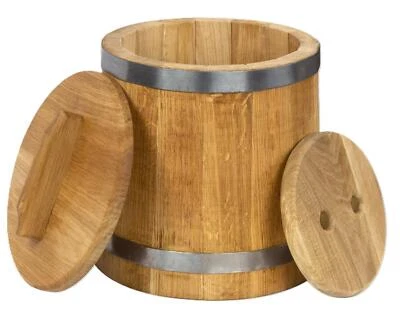 Holzgefäß 5L Eichenholz Sauerkrauttopf Holzfass Einlegegefäß Einlegen Gemüse - Bild 1 von 4