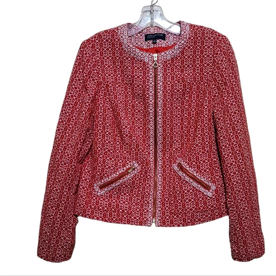 Chaqueta Jones New York Naranja y Blanco Cremallera Talla 8 Foto 1 de 4