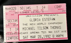 Ticket Stub GLORIA ESTEFAN Concert, Miami Florida 1992 Miami Arena New World Sy - Picture 1 of 2