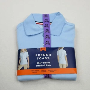 French Toast Girls Short Sleeve Interlock Picot Polo Blue Size XS (4/5) 2-Pack - Picture 1 of 4