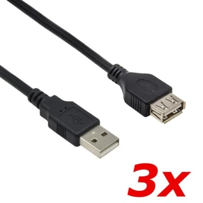3 PACK 10FT USB 2.0 Repeater Extension Extender Type-A Male to Female Cable Cord - Image 1 of 2