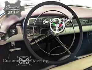 CUBIERTA DE VOLANTE DE CUERO ITALIANO NEGRO REAL PARA BUICK LeSabre 1958-1968 - Imagen 1 de 9