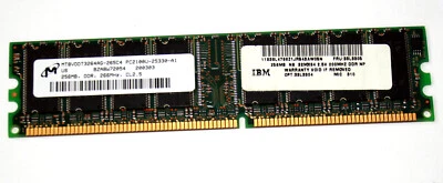 256 MB DDR RAM 184-pin PC-2100U non-ECC CL2.5  'Micron MT8VDDT3264AG-265C4' - Photo 1/2