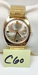 Vintage 1970 Mens Timex 34MM Electro-Mechanical Watch Date 9644 4170 New Battery