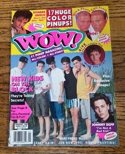 Wow Magazine January 1990 New Kids On The Block Richard Grieco Johnny Depp Bros - Foto 1 di 5
