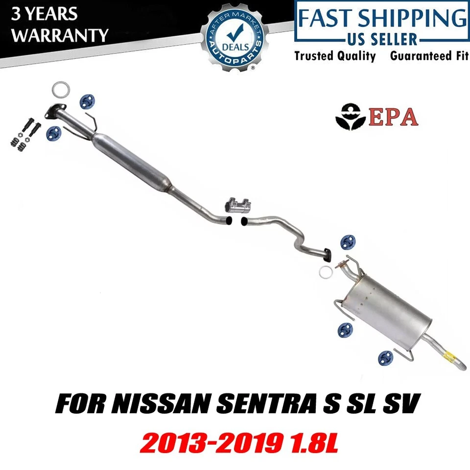 Exhaust System Resonator & Muffler For Nissan Sentra S SL SV 2013-2019 1.8L - Image 1 of 4