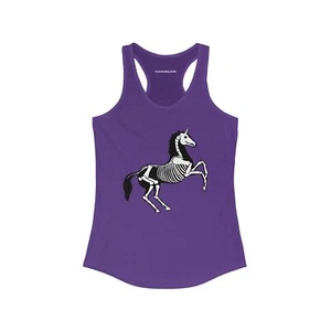 Skeleton Unicorn Womens Tank Top Halloween Gothic Unicorns Sleeveless Shirt - Imagen 1 de 5