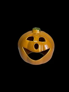 Tarro de vela UPCO EE. UU. cerámica/cerámica “Jack-o-latern” - Imagen 1 de 5