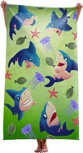 alottagifts Shark Collage Microfiber Sand Free Beach Towel Bath Towel - Picture 1 of 2
