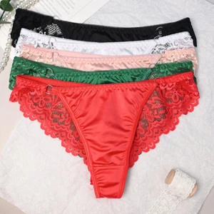 Pack Of 5 Sexy Womens Lace Satin Panties Lingeries Low Waist Underwear Briefs - Picture 1 of 19