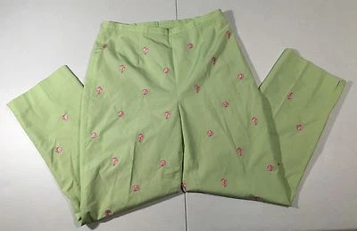 Pantalón Brooks Brothers Verde 346 Algodón Plano Frontal Cremallera Lateral Bordado Shell Talla 8 Foto 1 de 4